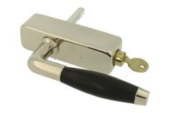 Poignée de fenêtre à clé (1932) laiton nickelé bois d'ébène