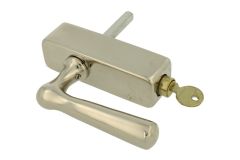 Draaikiep greep met slot (1916) messing vernikkeld