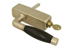 Poignée de fenêtre à clé 1926-28 nickel satiné bois d'ébène