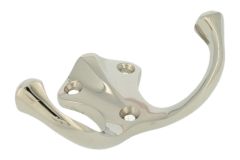 Dubbele kapstokhaak in messing vernikkeld