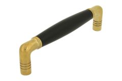 Keukengreep 128mm h.o.h. ongelakt messing jaren 20