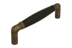 Keukengreep 128mm h.o.h. messing verouderd jaren 20