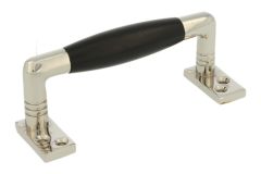 Handgreep 105mm messing vernikkeld ebbenhout