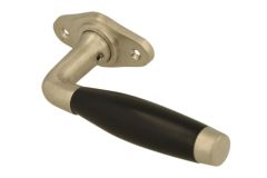 Raamklink met rozet matnikkel ebbenhout (1932)