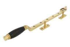 Entrebâilleur de fenêtre laiton poli bois d'ébène 315 mm