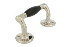 Handgreep 128mm verkropt messing vernikkeld ebbenhout