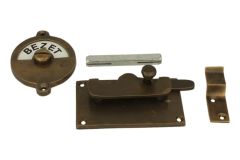 Verrou de porte de WC Vrij/Bezet 92x52 mm en laiton patiné