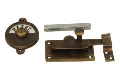 Verrou de porte de WC Vrij/Bezet laiton patiné